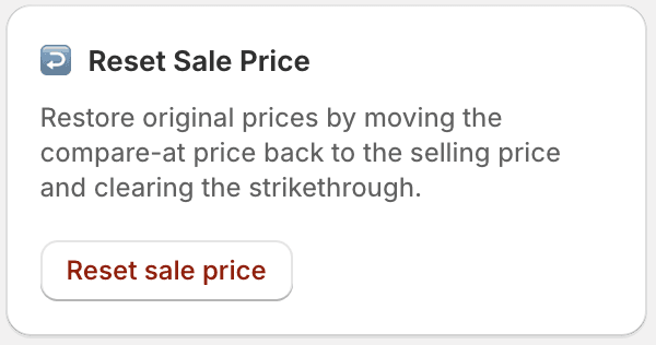 Reset Sale Price action widget